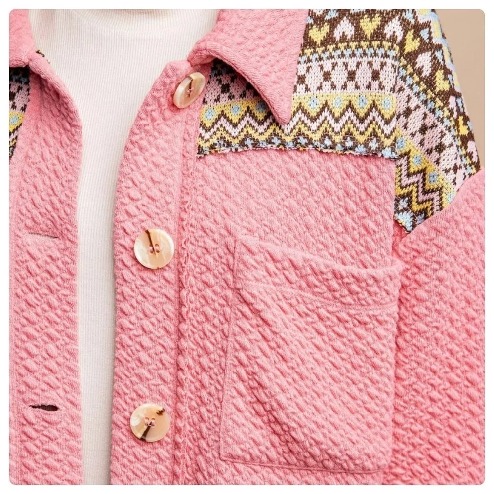 NWT GiGio Textured Knit and Yarn Dye Pattern Mixed Jacket with buttons - Picture 7 of 8